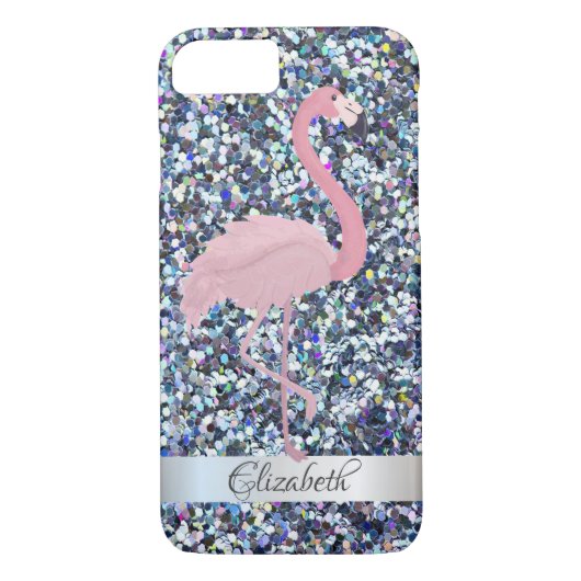 Trendy Glitter Pink Flamingo - Gepersonaliseerd Case-Mate iPhone Case (Achterkant)
