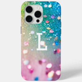 Trendy Glitter Regenboog Monogrammed iPhone 15 Pro Max Hoesje