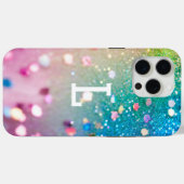 Trendy Glitter Regenboog Monogrammed Case-Mate iPhone Case (Achterkant (horizontaal))