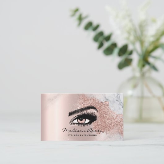 Trendy Glitter Roos gold druppels getextureerd mar Visitekaartje (Staand voorkant)