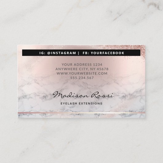 Trendy Glitter Roos gold druppels getextureerd mar Visitekaartje (Achterkant)