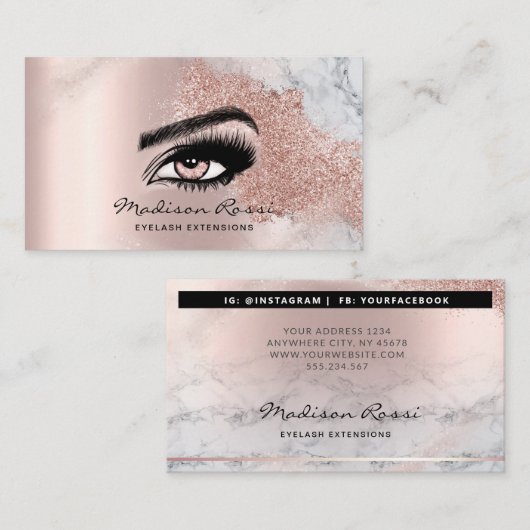 Trendy Glitter Roos gold druppels getextureerd mar Visitekaartje (Voorkant / Achterkant)