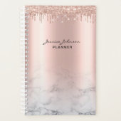 Trendy Glitter Roos gold druppelt marmer script Planner (Voorkant)