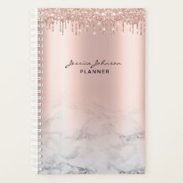 Trendy Glitter Roos gold druppelt marmer script Planner
