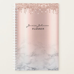 Trendy Glitter Roos gold druppelt marmer script Planner