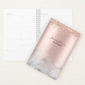 Trendy Glitter Roos gold druppelt marmer script Planner (Display)