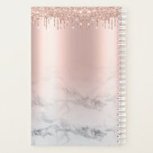 Trendy Glitter Roos gold druppelt marmer script Planner (Achterkant)