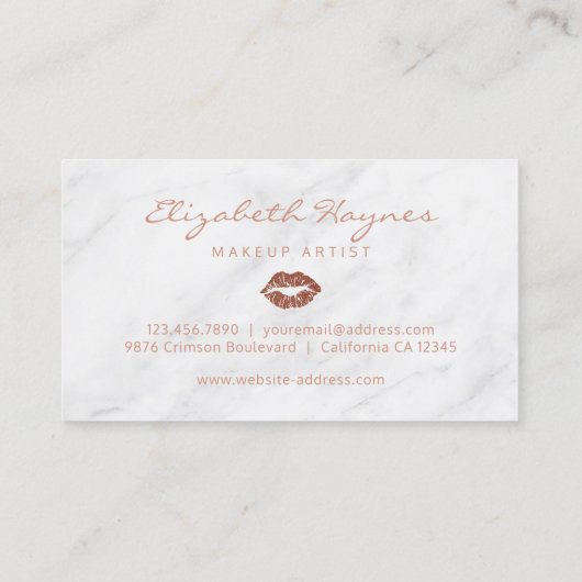 Trendy Glitter Roos Gold Lips Marble Makeup Artist Visitekaartje (Achterkant)