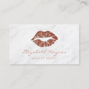 Trendy Glitter Roos Gold Lips Marble Makeup Artist Visitekaartje
