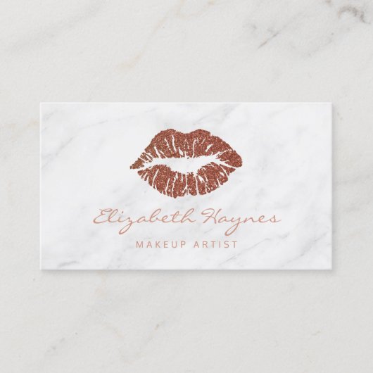 Trendy Glitter Roos Gold Lips Marble Makeup Artist Visitekaartje (Voorkant)