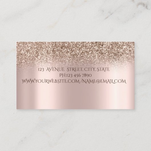 Trendy Glitter Roos Gold Mixer Floral Visitekaartje (Achterkant)