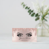 Trendy Glitter Roos gouddruppels Lashes script Visitekaartje (Staand voorkant)