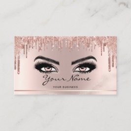 Trendy Glitter Roos gouddruppels Lashes script Visitekaartje