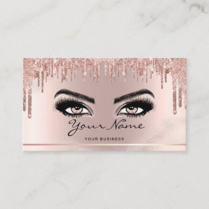 Trendy Glitter Roos gouddruppels Lashes script Visitekaartje