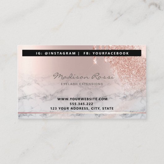 Trendy Glitter Roos gouddruppels Visitekaartje (Achterkant)