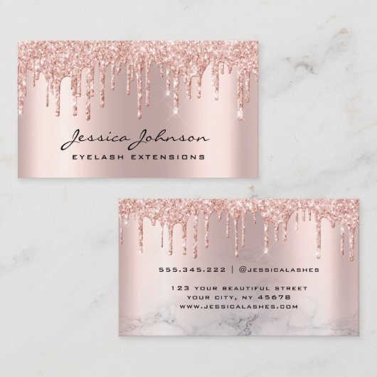 Trendy Glitter Roos gouddruppels Visitekaartje (Voorkant / Achterkant)