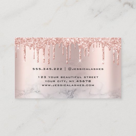 Trendy Glitter Roos gouddruppels Visitekaartje (Achterkant)