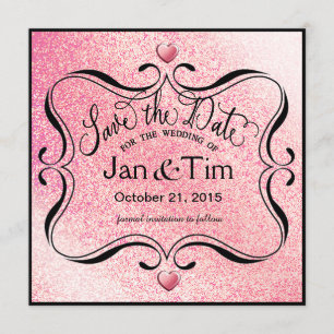 Trendy Glitter Shimmer sparen de Datum   roze zwar Save The Date