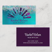 Trendy Glitter Sparkle Hair stylist Salon Tools Visitekaartje (Voorkant / Achterkant)