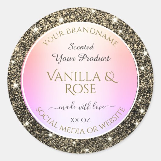 Trendy Glitter Stars Product Verpakking Etiketten  (Voorkant)