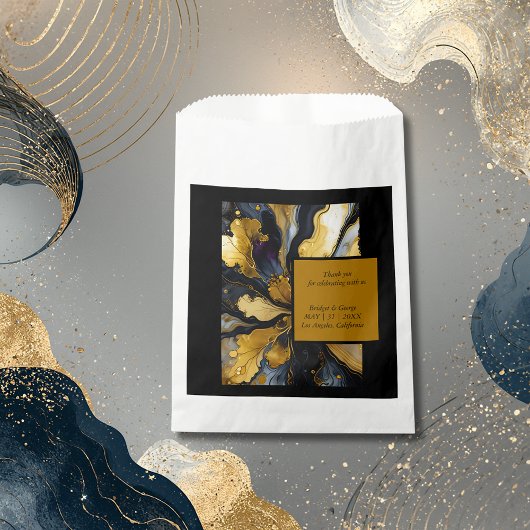 Trendy glitter zwart goud bruiloft bedankzakje