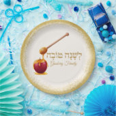 Trendy Glittery Gold Apple Rosh Hashanah Papieren Bordje (Feest)