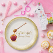 Trendy Glittery Gold Apple Rosh Hashanah Papieren Bordje (Feest)