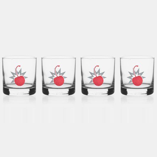 Trendy Glitzy Cherry Bomb Whisky Glas (Voorkant)