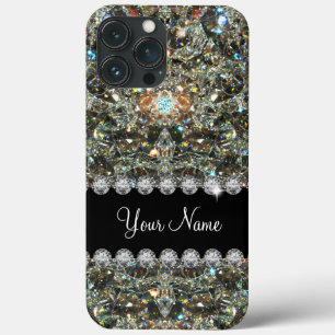 Trendy Glitzy Faux Bling Jewels Monogram Case-Mate iPhone Case
