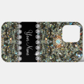 Trendy Glitzy Faux Bling Jewels Monogram Case-Mate iPhone Case (Achterkant (horizontaal))