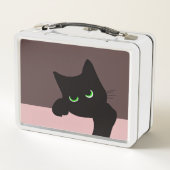 Trendy glurende zwarte kat monogram (Achterkant)
