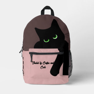 Trendy glurende zwarte kat monogram bedrukte rugzak