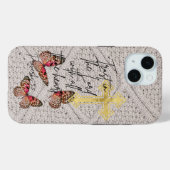 Trendy Goddelijke Breiwerk Roze Vlinders Kruis Case-Mate iPhone Case (Achterkant (horizontaal))