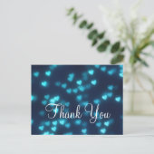 Trendy goedkope blauwe liefde glitter dank je briefkaart (Staand voorkant)