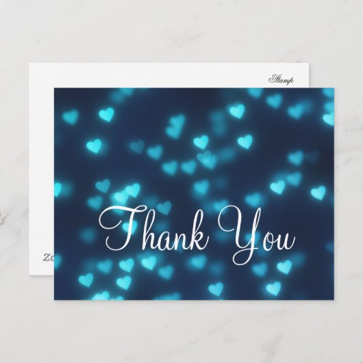 Trendy goedkope blauwe liefde glitter dank je briefkaart (Voorkant / Achterkant)