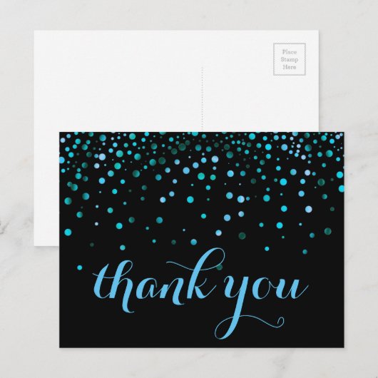 Trendy goedkope Glitter Black Dank je Briefkaart (Voorkant / Achterkant)