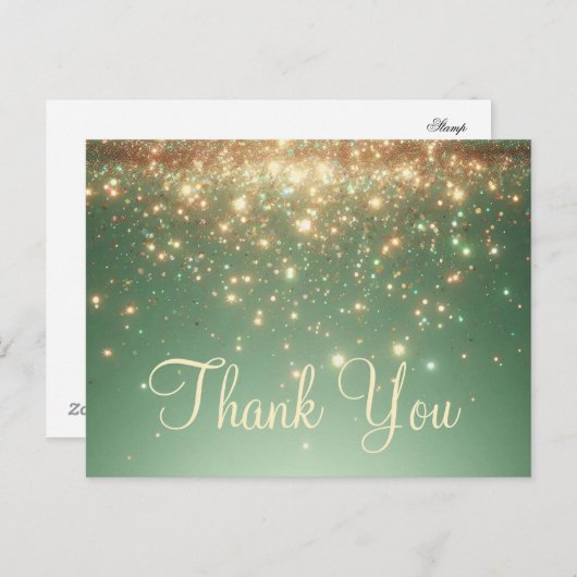 Trendy goedkope gouden glitter dank u briefkaart (Voorkant / Achterkant)