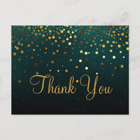 Trendy goedkope gouden glitter groen dank u briefkaart (Voorkant)
