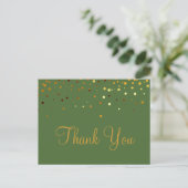 Trendy goedkope gouden glitter groen dank u briefkaart (Staand voorkant)