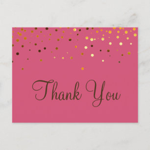 Trendy goedkope gouden glitter roze dank je briefkaart