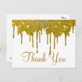 Trendy goedkope gouden glitter wit dank u briefkaart (Voorkant / Achterkant)