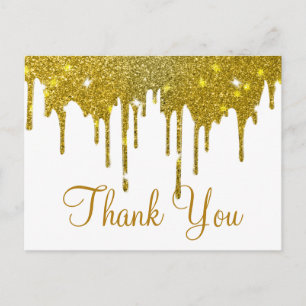 Trendy goedkope gouden glitter wit dank u briefkaart