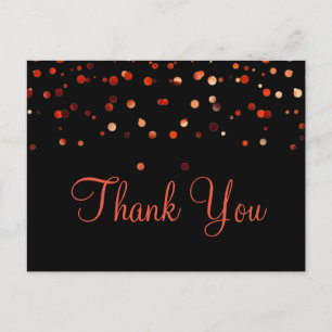 Trendy goedkope rode glitter zwart dank u briefkaart