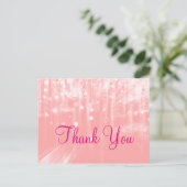 Trendy goedkope roze glamoureuze moderne dank u briefkaart (Staand voorkant)