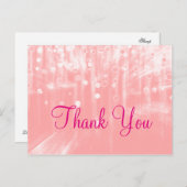 Trendy goedkope roze glamoureuze moderne dank u briefkaart (Voorkant / Achterkant)