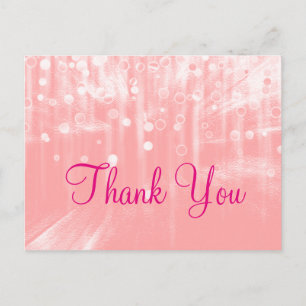 Trendy goedkope roze glamoureuze moderne dank u briefkaart