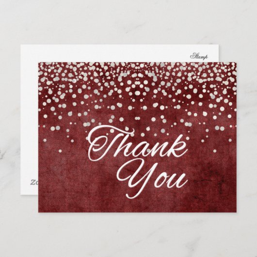 Trendy goedkope witte glitter dank u briefkaart (Voorkant / Achterkant)