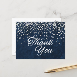 Trendy goedkope witte glitter zwart dank u briefkaart