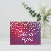 Trendy goedkope witte glitter zwart dank u briefkaart (Staand voorkant)