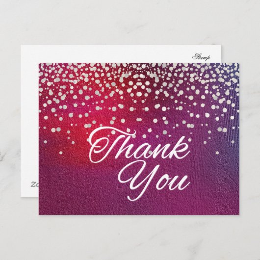 Trendy goedkope witte glitter zwart dank u briefkaart (Voorkant / Achterkant)